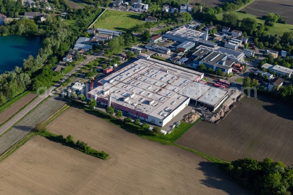 Neureut from above - Building and production halls on the premises of Coca-Cola European Partners Deutschland GmbH in Neureut in the state Baden-Wuerttemberg, Germany