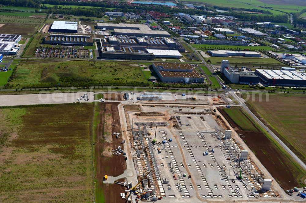 Aerial photograph Arnstadt - Factory premises of Contemporary Amperex Technology Thuringia GmbH Am Luetzer Feld in the district Bittstaedt in the district Rudisleben in Arnstadt in the state Thuringia, Germany
