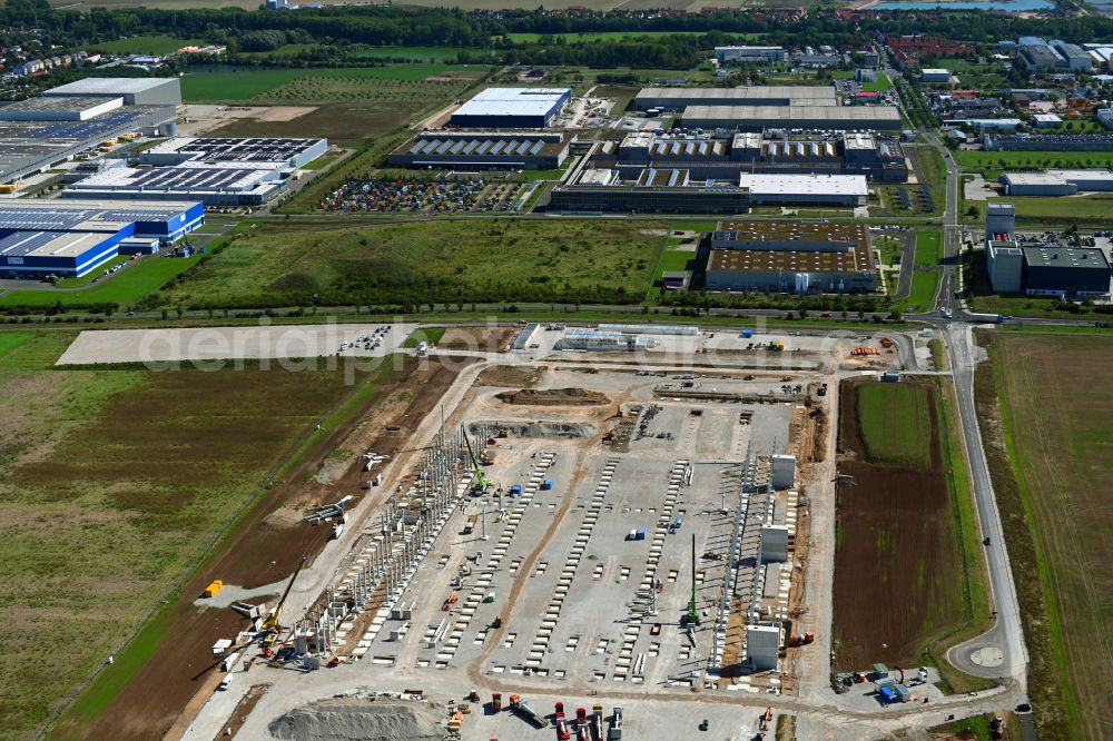 Arnstadt from the bird's eye view: Factory premises of Contemporary Amperex Technology Thuringia GmbH Am Luetzer Feld in the district Bittstaedt in the district Rudisleben in Arnstadt in the state Thuringia, Germany