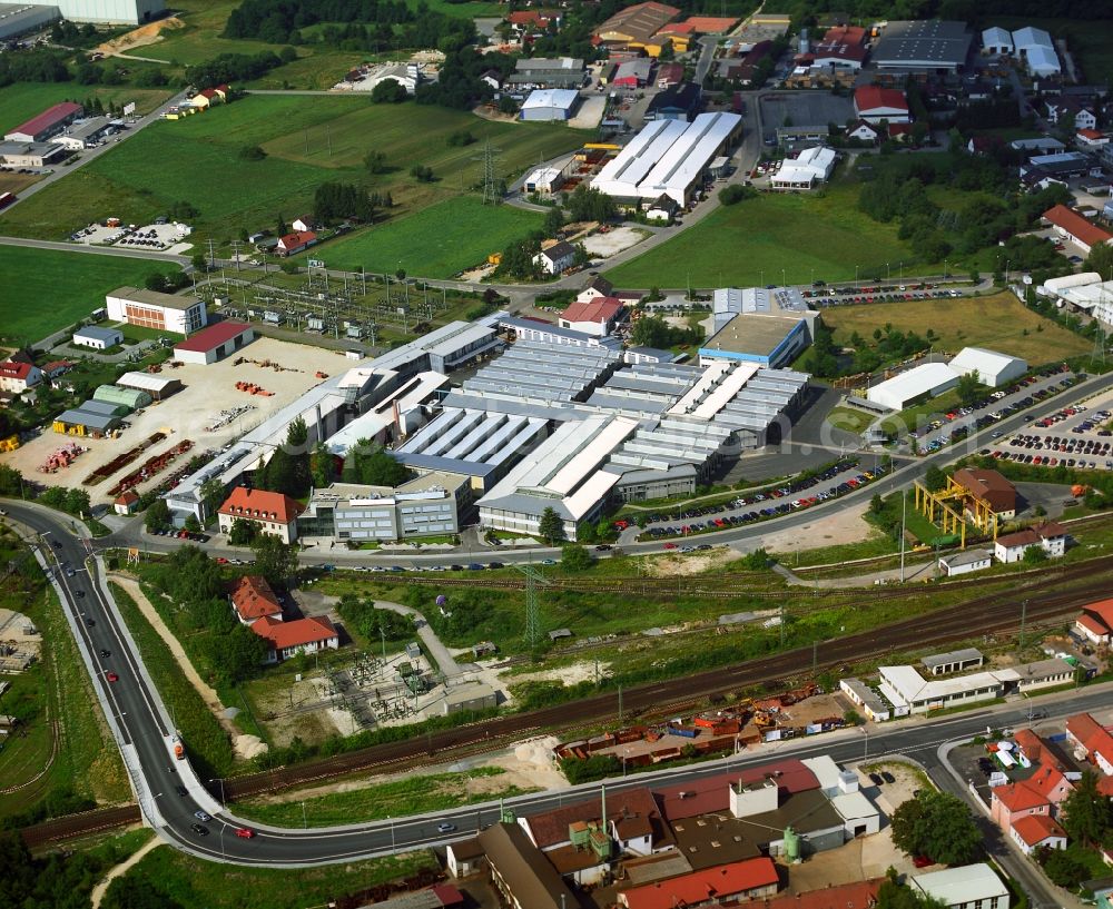 Neumarkt in der Oberpfalz from the bird's eye view: Building and production halls on the premises of DEHN SE + Co KG on Hans-Dehn-Strasse in Neumarkt in der Oberpfalz in the state Bavaria, Germany