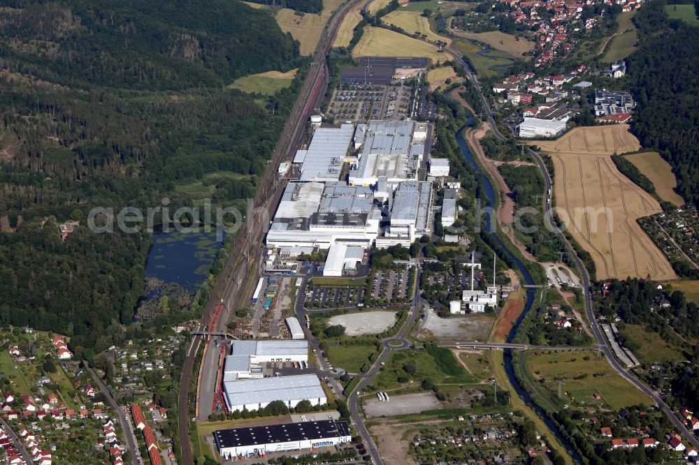 Aerial photograph Eisenach - Building and production halls on the premises of of Adam Opel AG on street Adam-Opel-Strasse in Eisenach in the Thuringian Forest in the state Thuringia, Germany