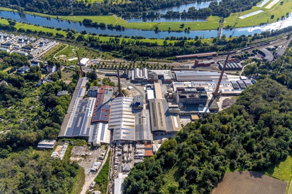 Bochum from above - Building and production halls on the premises of P-D Refractories GmbH on Dr.-C.-Otto-Strasse - Willi-Geldmacher-Strasse in Bochum at Ruhrgebiet in the state North Rhine-Westphalia, Germany