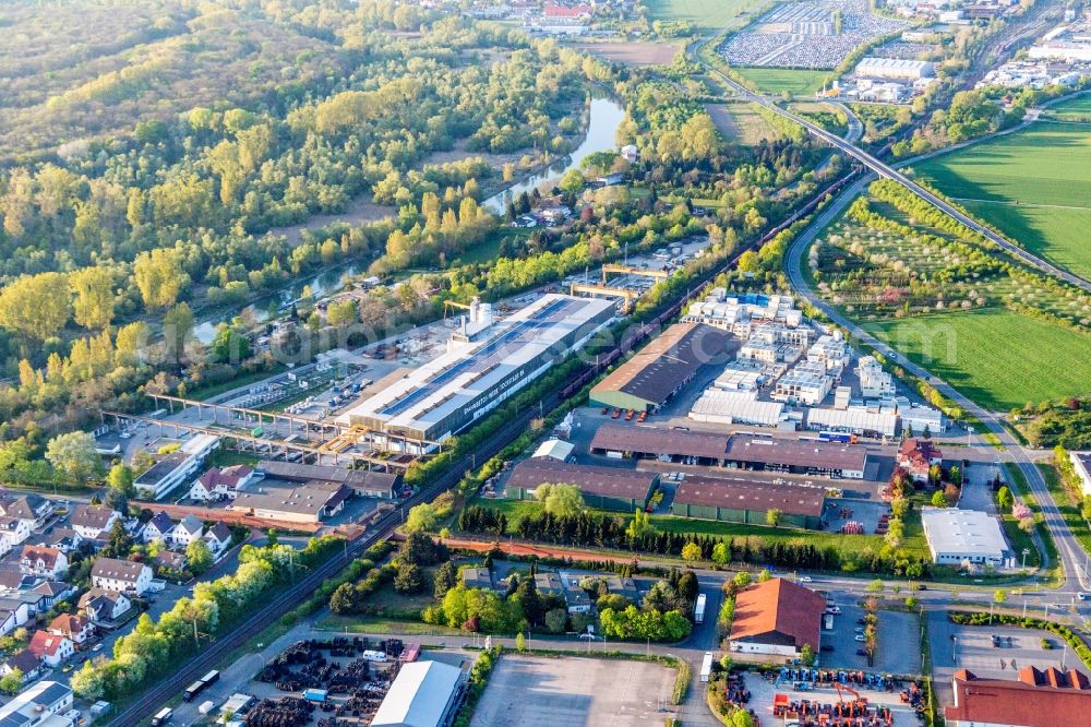 Aerial image Stockstadt am Rhein - Building and production halls on the premises of Spannbetonwerke Finger Stockstadt GmbH & Co. KG in Stockstadt am Rhein in the state Hesse, Germany