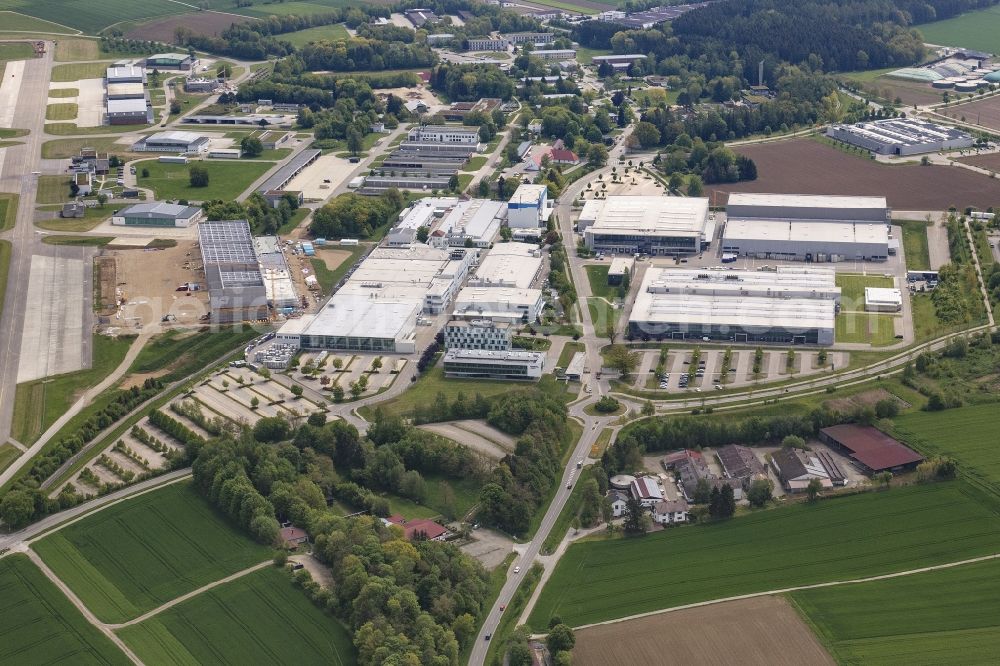 Laupheim from above - Building and production halls on the premises of Diehl-Aviation Am Flugplatz in the district Untersulmetingen in Laupheim in the state Baden-Wurttemberg, Germany