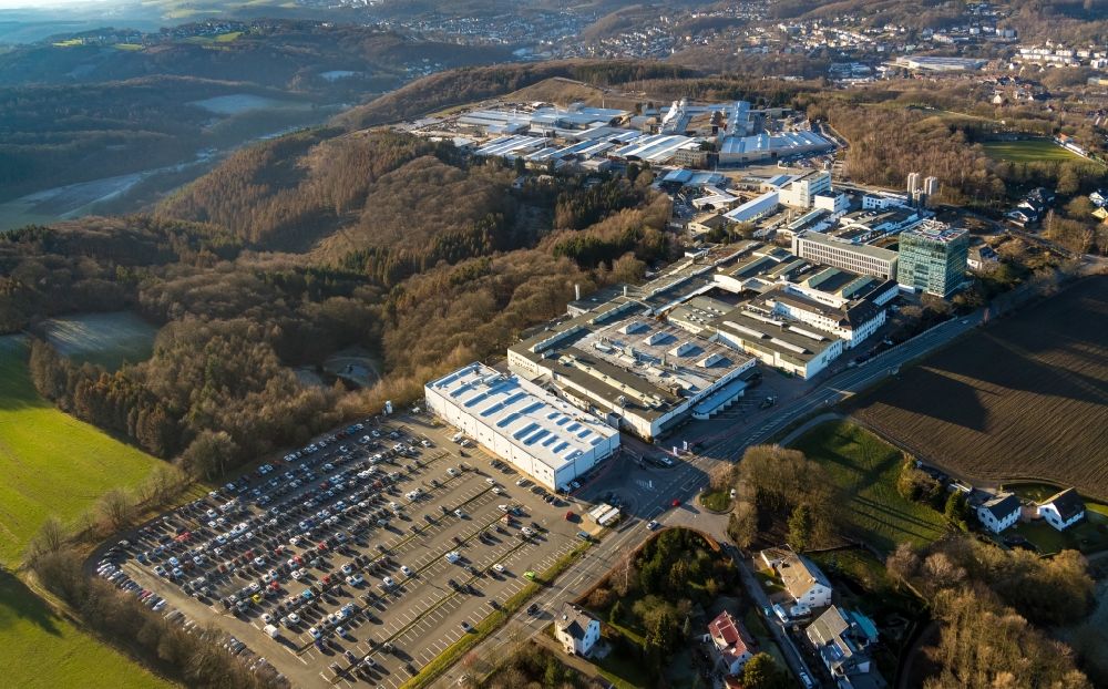 Aerial photograph Ennepetal - Building and production halls on the premises of dormakaba Deutschland on DORMA Platz in Ennepetal in the state North Rhine-Westphalia, Germany