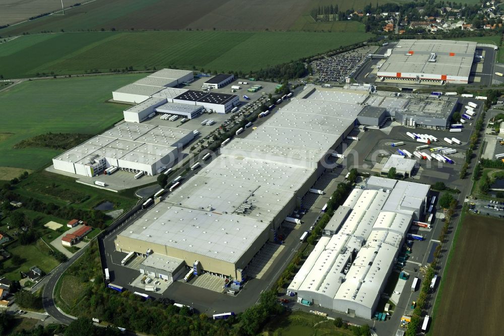 Aerial image Meineweh - Buildings and production halls on the factory premises of the offset printing on Kirchweg in the district Schleinitz in Meineweh in the state Saxony-Anhalt, Germany