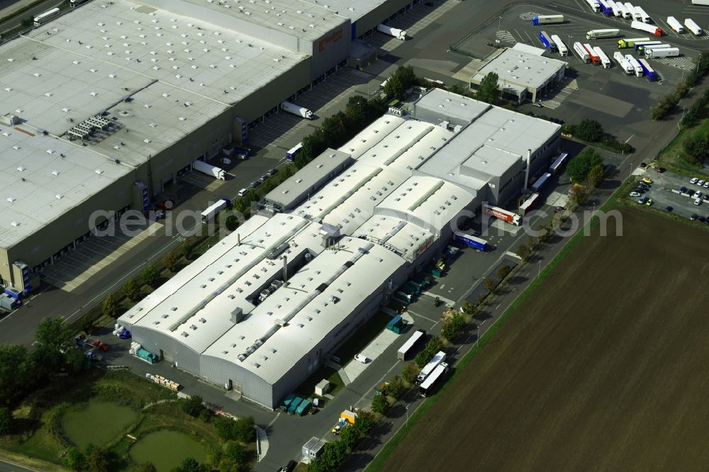 Meineweh from the bird's eye view: Buildings and production halls on the factory premises of the offset printing on Kirchweg in the district Schleinitz in Meineweh in the state Saxony-Anhalt, Germany
