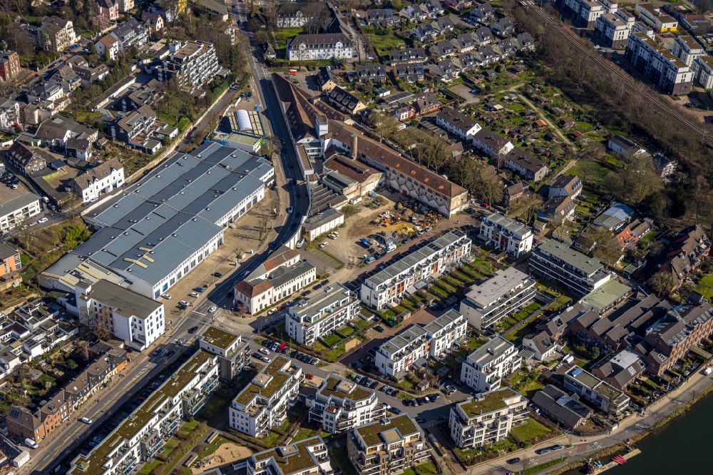 Aerial photograph Kettwig - Factory premises of the former Kammgarnspinnerei factory on Bachstrasse in Kettwig in the Ruhr area in the state of North Rhine-Westphalia, Germany