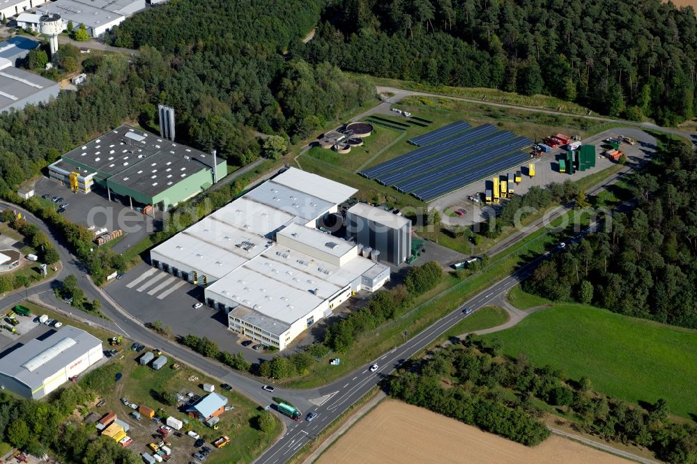 Osterburken from above - Building and production halls on the premises of the Erwin Dietz GmbH at Industriepark in Osterburken in the state Baden-Wurttemberg, Germany
