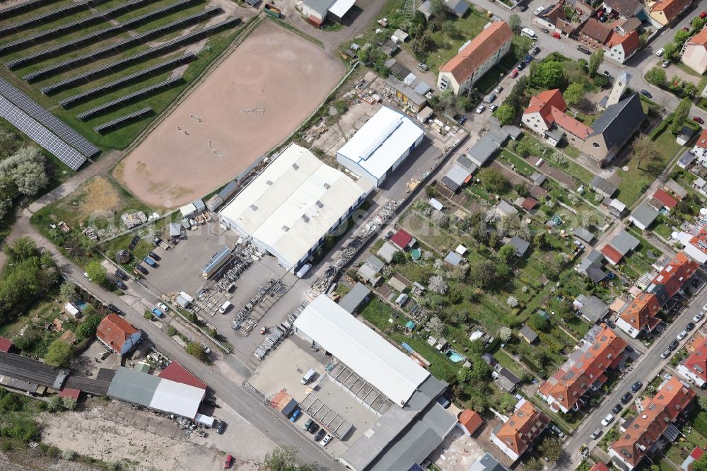Erfurt from the bird's eye view: Building and production halls Etfb Elektrotechnik on Paul-Schneider-Strasse in the district Gispersleben in Erfurt in the state Thuringia, Germany