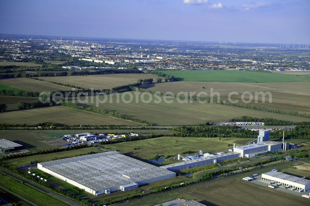 Aerial image Sülzetal - Building and production halls on the premises of Euroglas AG on Euroglasstrasse in the district Osterweddingen in Suelzetal in the state Saxony-Anhalt, Germany