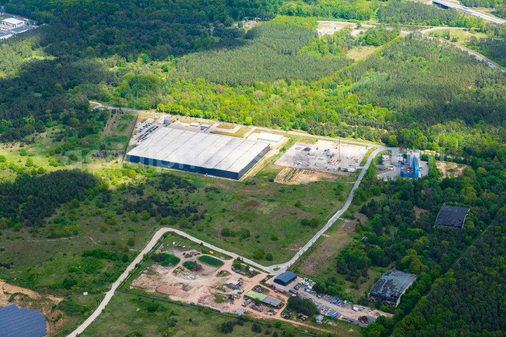 Aerial image Ludwigslust - Building and production halls on the premises Fenix Outdoor Logistics GmbH in Ludwigslust in the state Mecklenburg - Western Pomerania, Germany