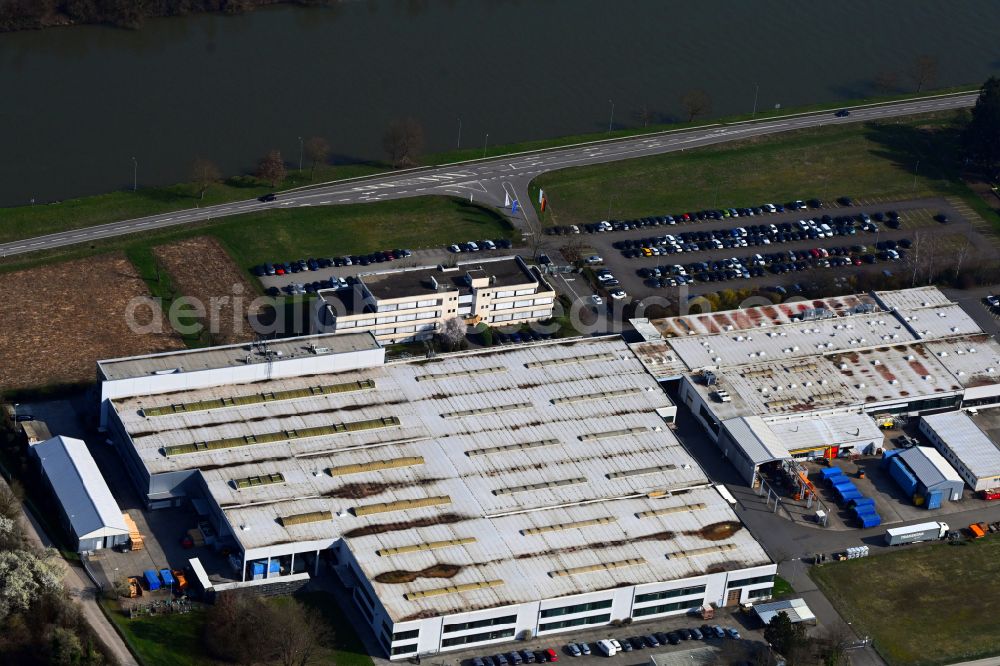 Haßmersheim from above - Building and production halls on the premises of FIBRO GmbH on street August-Laepple-Weg in Hassmersheim in the state Baden-Wuerttemberg, Germany