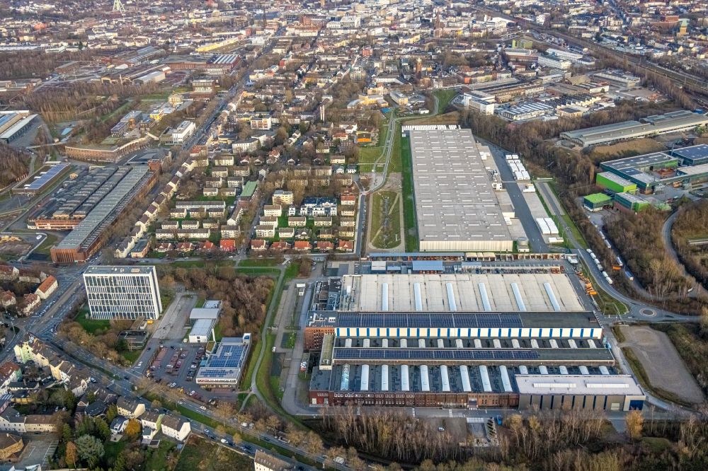 Aerial image Bochum - Building and production halls on the premises of der Firma Reinhold Mendritzki Kaltwalzwerk GmbH & Co. KG in Bochum in the state North Rhine-Westphalia, Germany