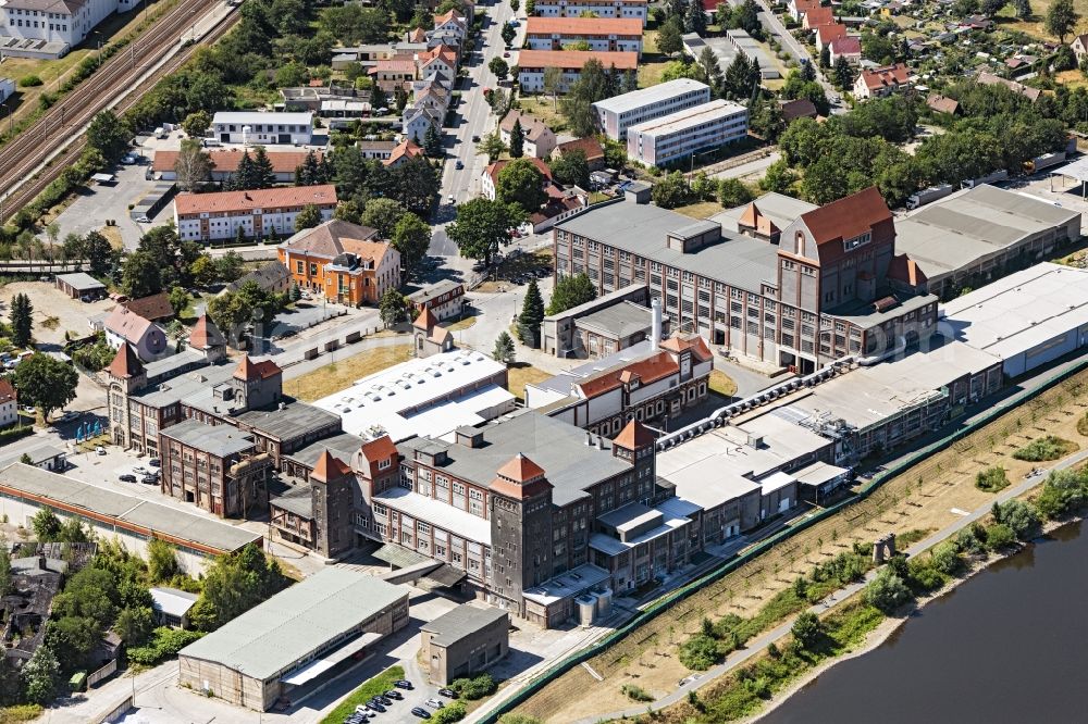 Aerial image Heidenau - Building and production halls on the premises of Firma Riedel in Heidenau in the state Saxony, Germany