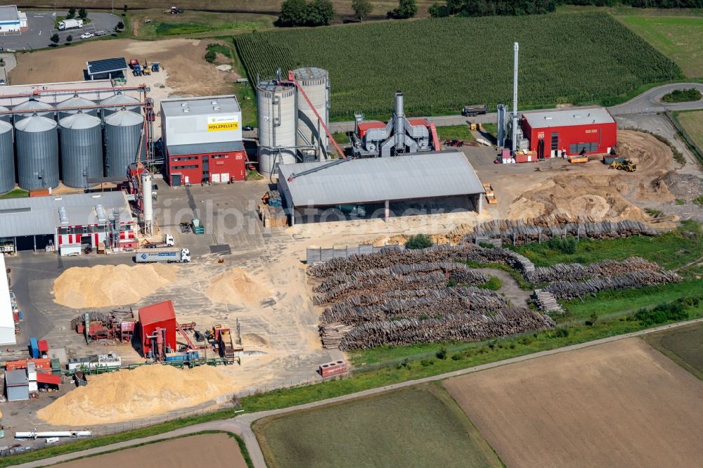 Aerial photograph Orschweier - Building and production halls on the premises of German Pellets in Ettenheim in the state Baden-Wurttemberg, Germany