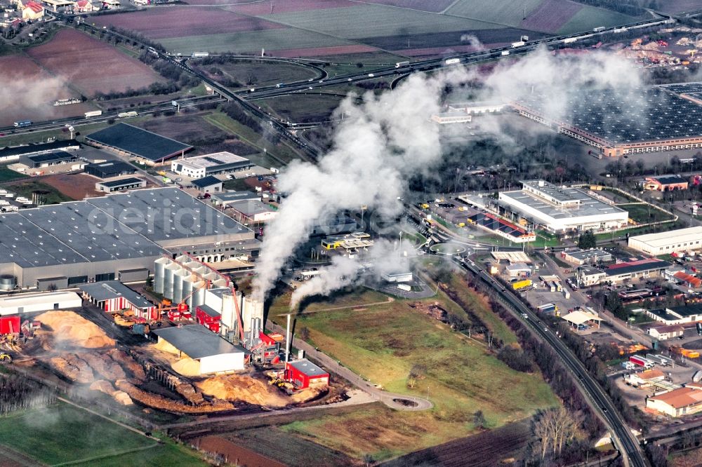 Aerial photograph Orschweier - Building and production halls on the premises German Pellets in Orschweier in the state Baden-Wurttemberg, Germany