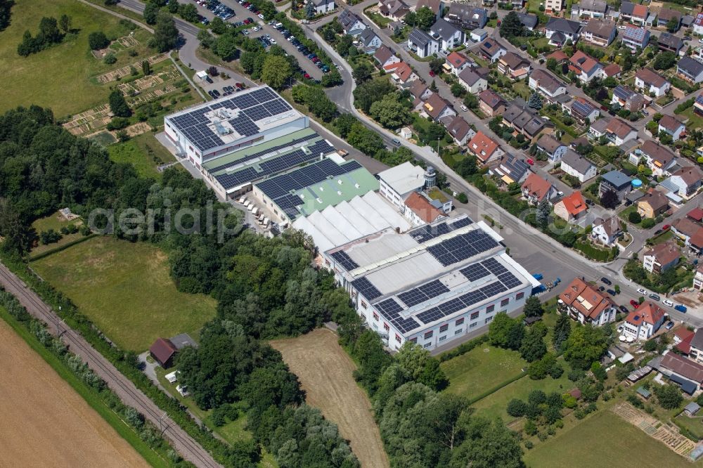 Aerial photograph Leingarten - Building and production halls on the premises of W. Gessmann GmbH on Eppinger Strasse in Leingarten in the state Baden-Wuerttemberg, Germany