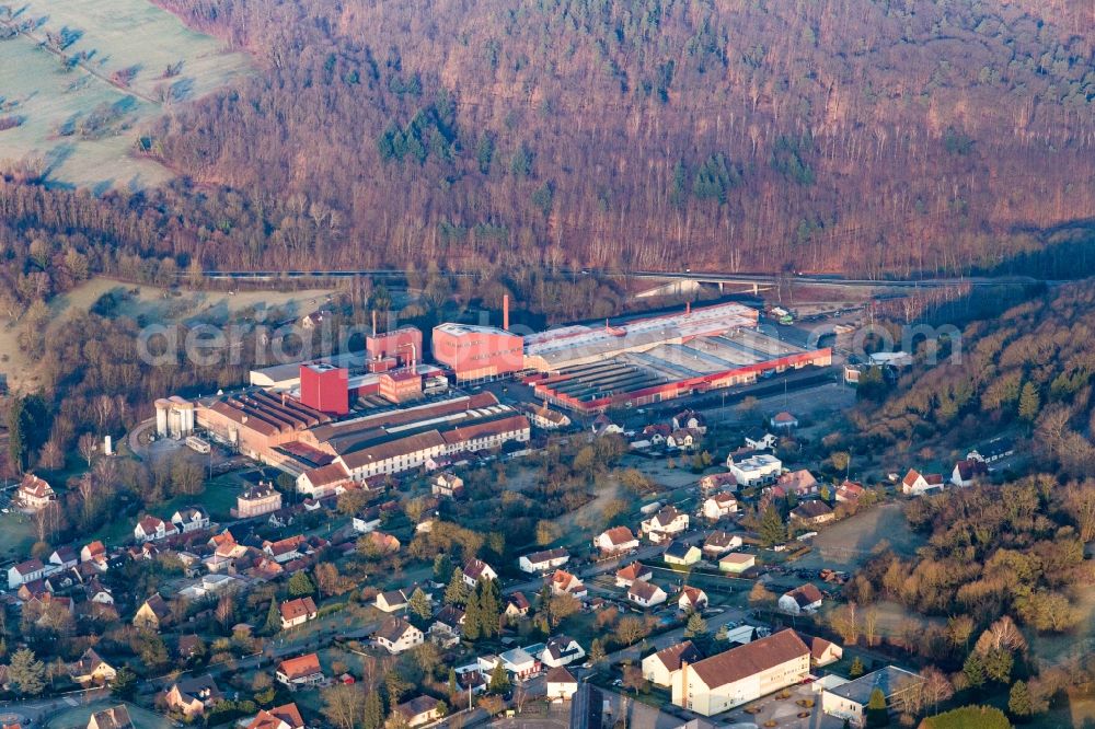 Aerial image Niederbronn-les-Bains - Building and production halls on the premises of the Foundry of NIEDERBRONN in Niederbronn-les-Bains in Grand Est, France