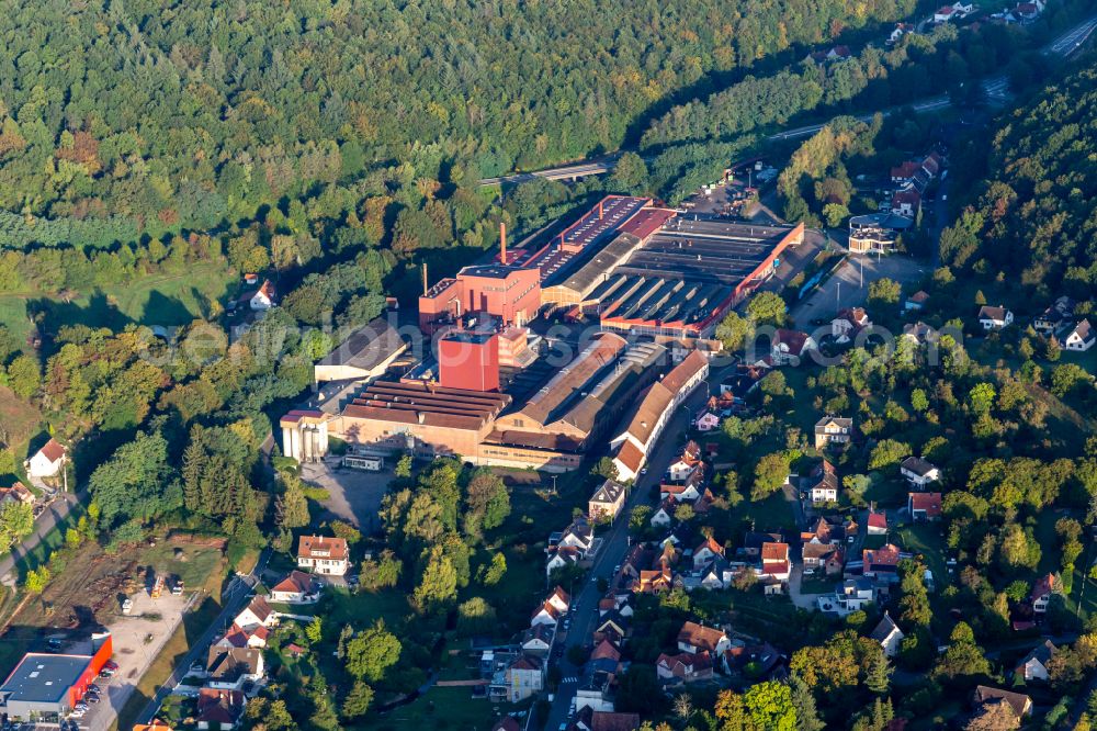 Aerial photograph Niederbronn-les-Bains - Building and production halls on the premises of the Foundry NIEDERBRONN in Niederbronn-les-Bains in Grand Est, France