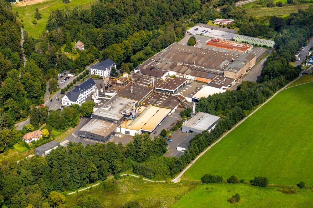 Aerial image Olsberg - Building and production halls on the premises of Olsberg GmbH in Olsberg in the state North Rhine-Westphalia, Germany