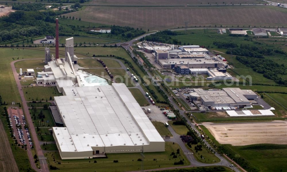 Aerial image Thalheim - Building and production halls on the premises of Guardian Flachglas GmbH on Guardianstrasse in Thalheim in the state Saxony-Anhalt, Germany