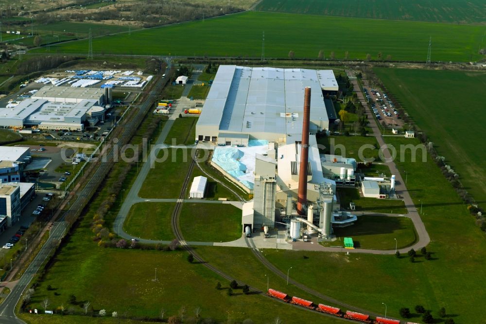 Aerial image Thalheim - Building and production halls on the premises of Guardian Flachglas GmbH on Guardianstrasse in Thalheim in the state Saxony-Anhalt, Germany