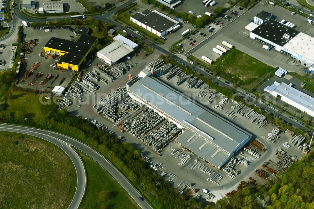 Laage from the bird's eye view: Building and production halls on the premises of Hacon Betonwerke GmbH in Kritzkow in the state Mecklenburg - Western Pomerania, Germany
