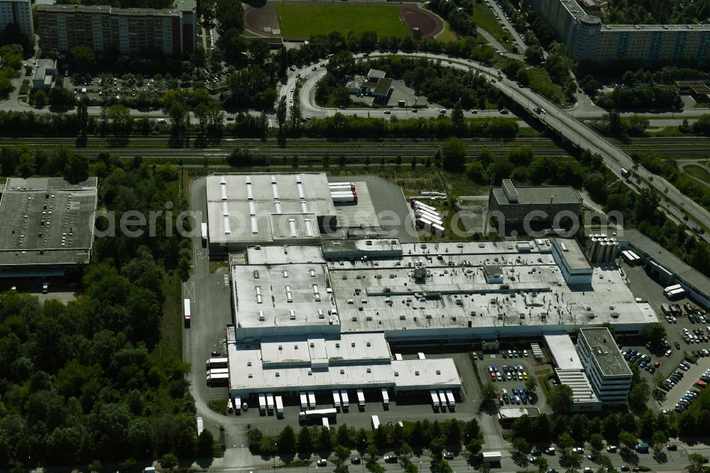 Berlin from the bird's eye view: Factory premises of Harry-Brot GmbH on Wolfener Strasse in the district Marzahn in Berlin, Germany