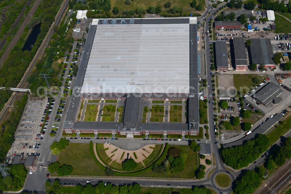Berlin from above - Building and production halls on the premises of HASSE & WREDE GmbH on Georg-Knorr-Strasse in the district Marzahn-Hellersdorf in Berlin, Germany