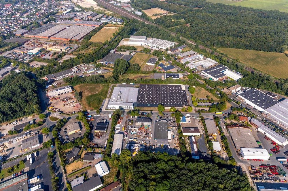 Aerial photograph Ahlen - Building and production halls on the premises of LR Health & Beauty Systems GmbH on Porschestrasse in Ahlen in the state North Rhine-Westphalia, Germany
