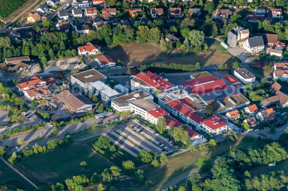 Sulzburg from above - Building and production halls on the premises of Hekatron Brandschutz on Bruehlmatte in Sulzburg in the state Baden-Wurttemberg, Germany