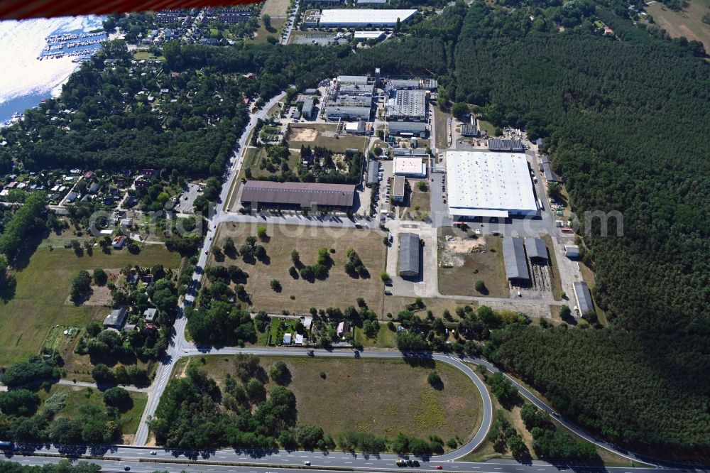 Werder (Havel) from the bird's eye view: Building and production halls on the premises of Herbstreith & Fox KG in Werder (Havel) in the state Brandenburg, Germany