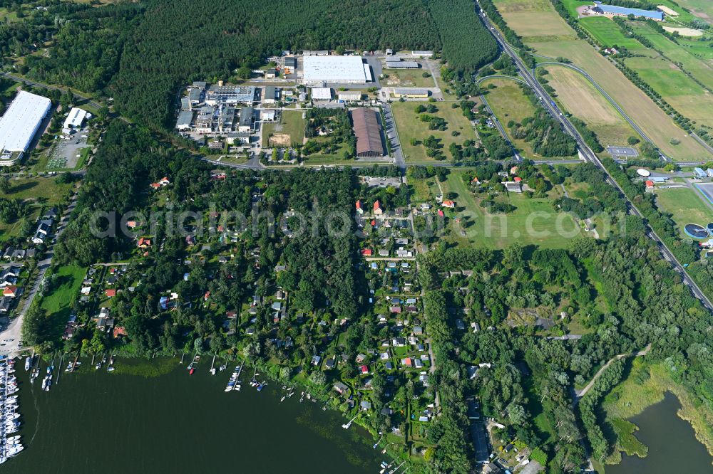 Aerial image Werder (Havel) - Building and production halls on the premises of Herbstreith & Fox KG in Werder (Havel) in the state Brandenburg, Germany