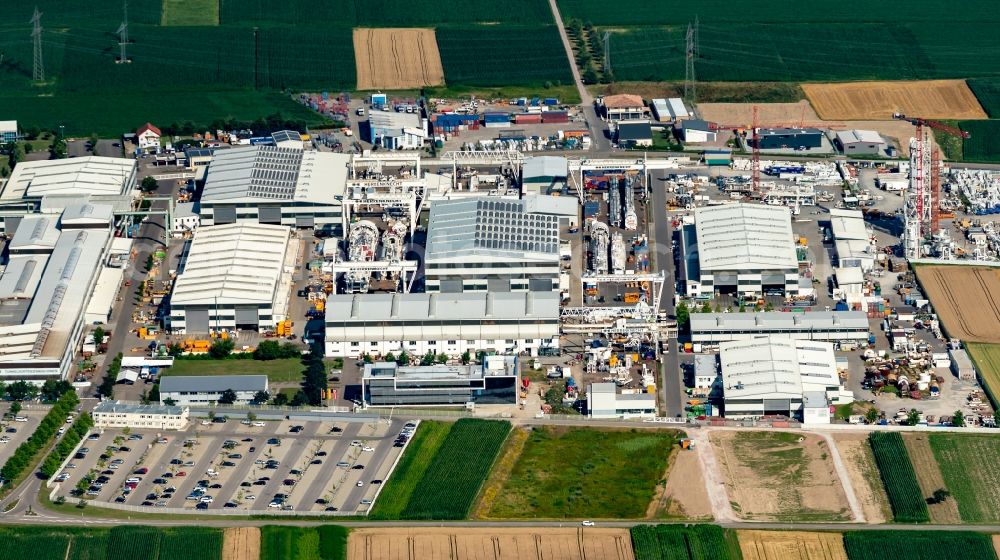Schwanau from above - Building and production halls on the premises of Herrenknecht AG in Schwanau in the state Baden-Wuerttemberg, Germany