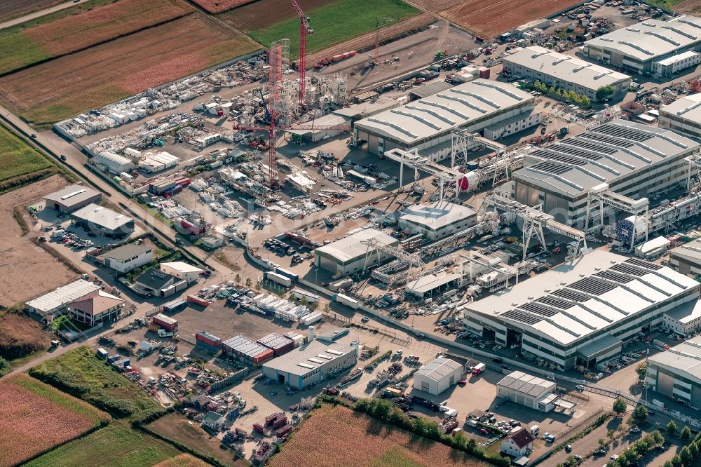 Aerial image Schwanau - Building and production halls on the premises of Herrenknecht AG in Schwanau in the state Baden-Wurttemberg, Germany