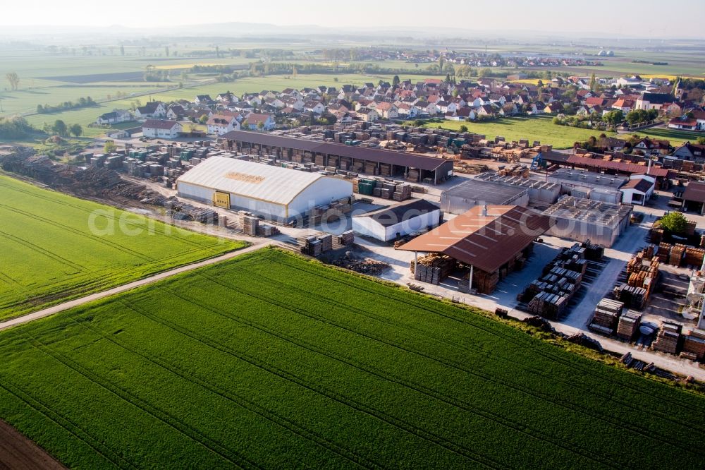 Kolitzheim from the bird's eye view: Building and production halls on the premises of Holzwerke GLEITSMANN GmbH in the district Unterspiesheim in Kolitzheim in the state Bavaria, Germany