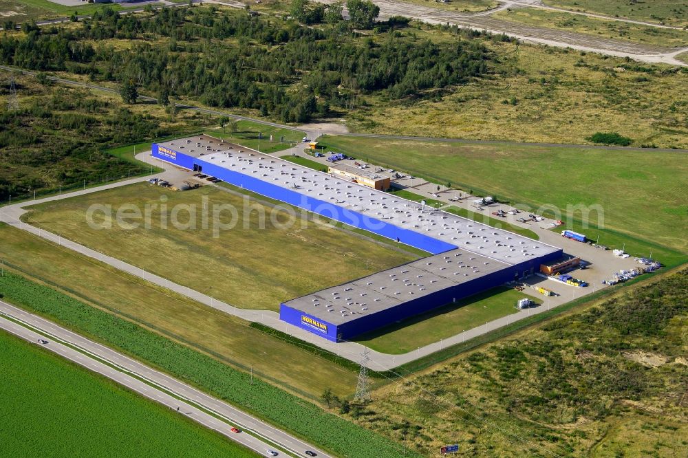 Osla from the bird's eye view: Building and production halls on the premises of the Hoermann KG in Osla in Dolnoslaskie, Poland