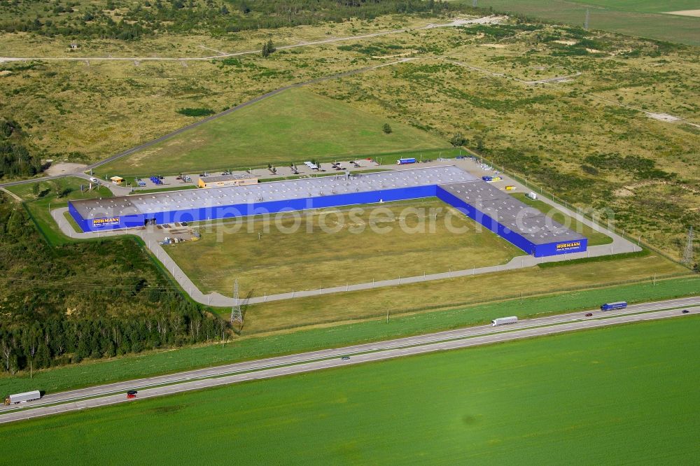 Osla from above - Building and production halls on the premises of the Hoermann KG in Osla in Dolnoslaskie, Poland