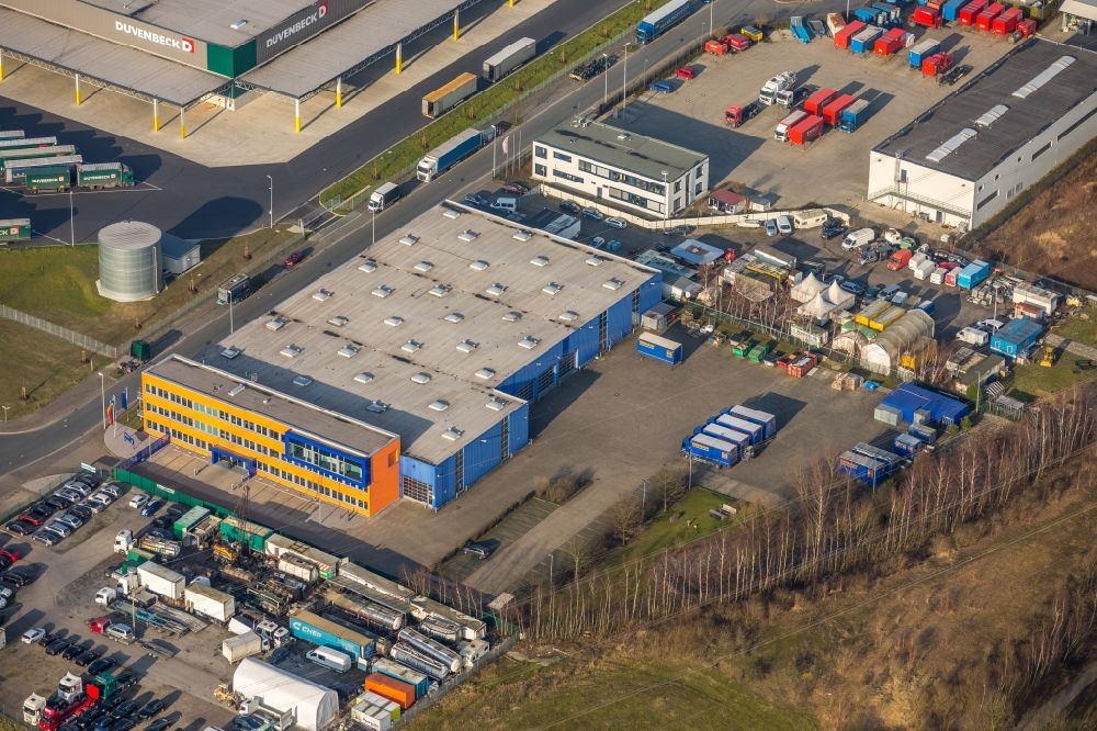 Herne from the bird's eye view: Building and production halls on the premises of Hoermann KG Verkaufsgesellschaft in of Schlossstrasse in the district Gelsenkirchen-Mitte in Herne in the state North Rhine-Westphalia, Germany