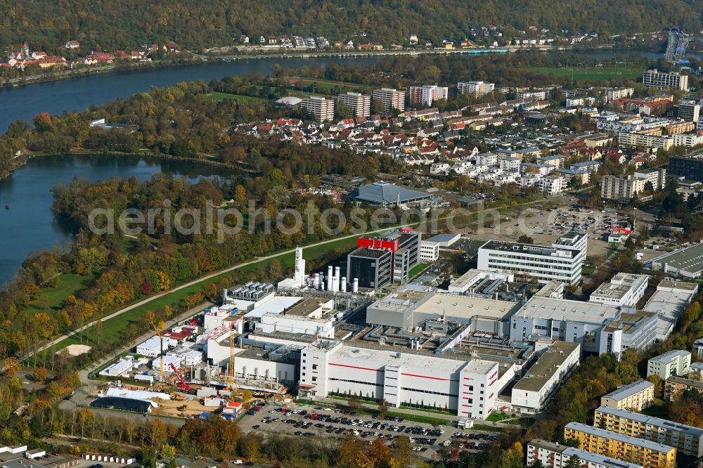 Regensburg from above - Building and production halls on the premises of Infineon Technologies AG on street Wernerwerkstrasse in Regensburg in the state Bavaria, Germany