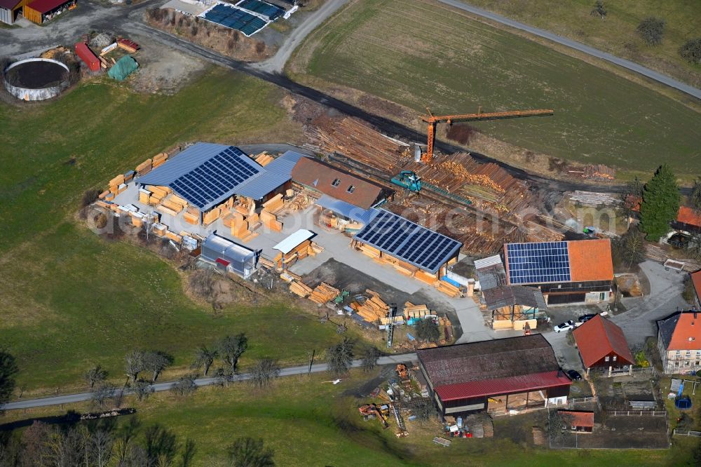Aerial image Himmelkron - Building and production halls on the premises Johann Wolfgang Engelhardt Saegewerk in Himmelkron in the state Bavaria, Germany