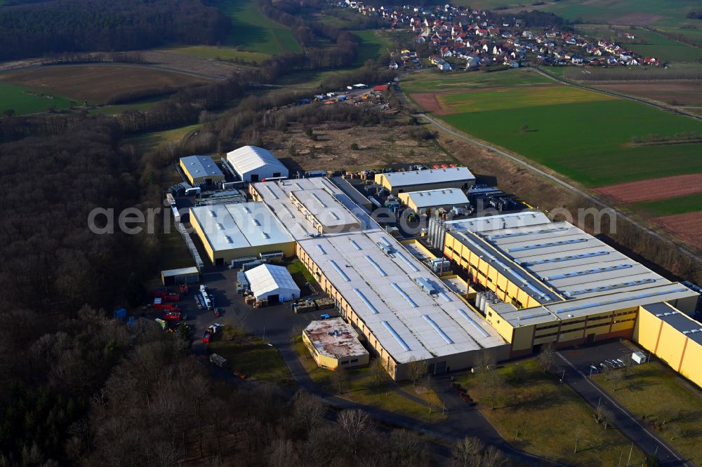Aerial photograph Albertshausen - Building and production halls on the premises of Joyson PlasTec GmbH on street Haeuserschlag in Albertshausen in the state Bavaria, Germany