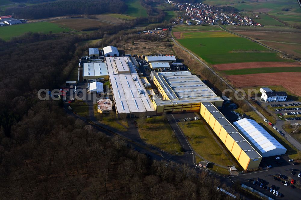 Albertshausen from above - Building and production halls on the premises of Joyson PlasTec GmbH on street Haeuserschlag in Albertshausen in the state Bavaria, Germany
