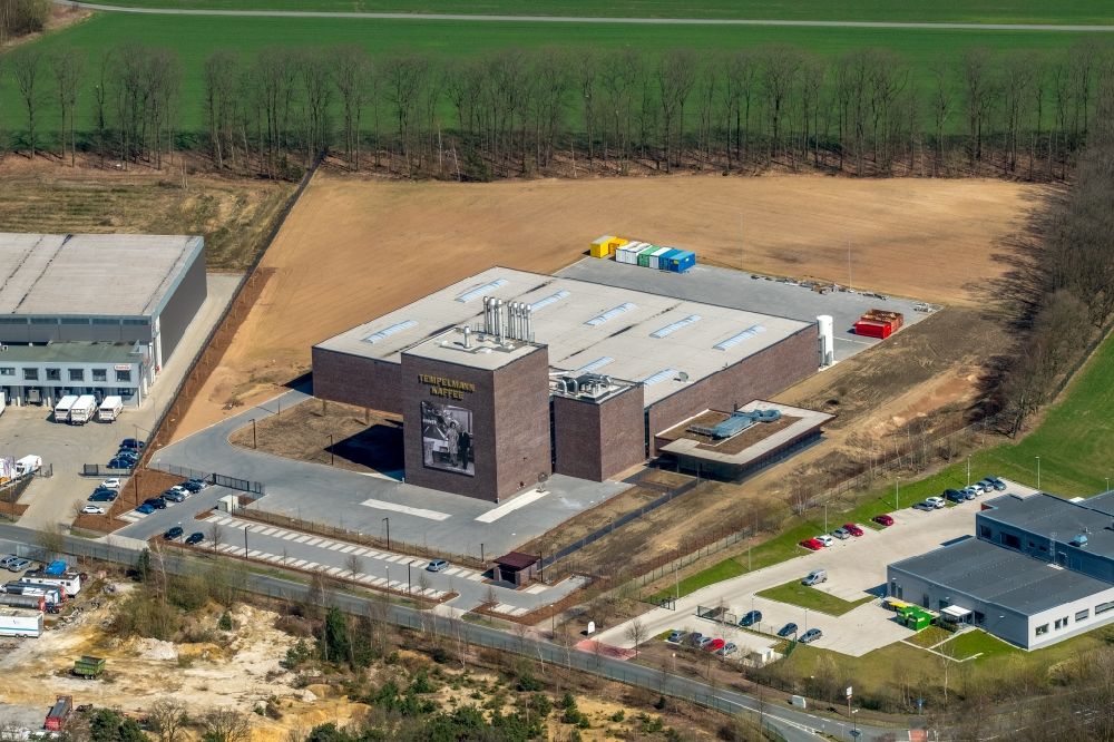Aerial photograph Marl - Building and production halls on the premises of Coffee Roaster Tempelmann on Werrastrasse in Marl in the state North Rhine-Westphalia, Germany