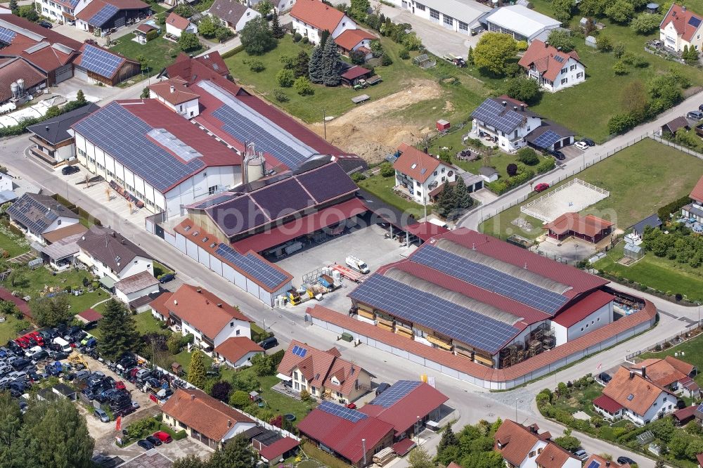 Aerial photograph Balzhausen - Building and production halls on the premises of Kalchschmid GmbH & Co. KG on Pfarrer-Rost-Strasse in Balzhausen in the state Bavaria, Germany
