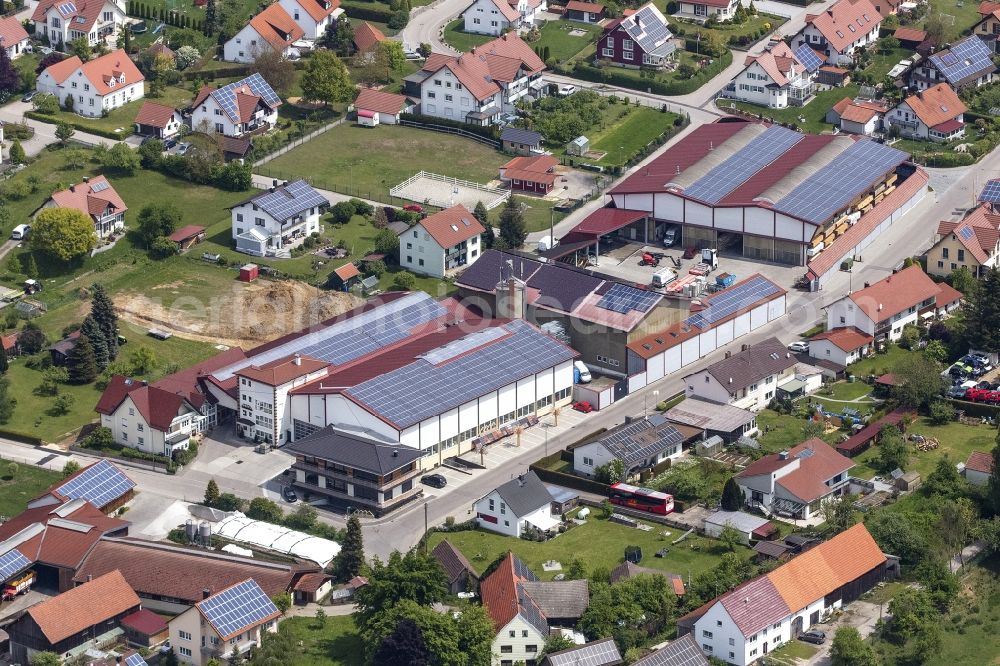Aerial image Balzhausen - Building and production halls on the premises of Kalchschmid GmbH & Co. KG on Pfarrer-Rost-Strasse in Balzhausen in the state Bavaria, Germany