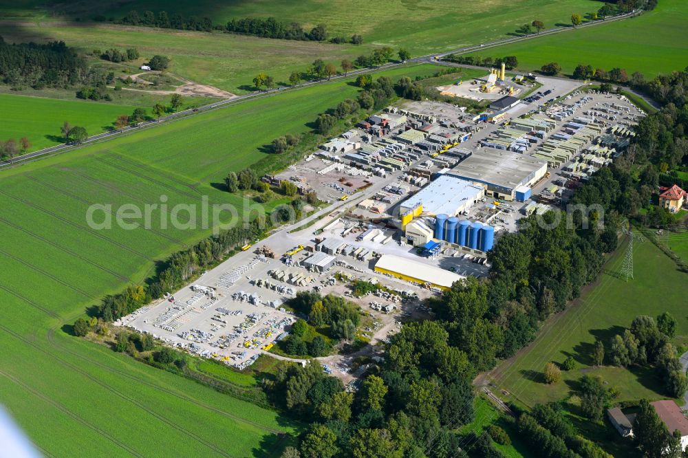 Telz from above - Building and production halls on the premises KANN GmbH Baustoffwerke Mittenwalde in Telz in the state Brandenburg, Germany