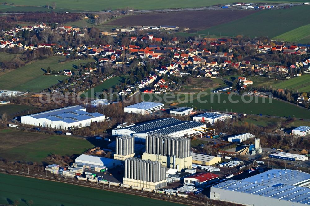 Aerial image Markranstädt - Building and production halls on the premises of KARL SCHMIDT SPEDITION GmbH & Co. KG Am Glaeschen in Markranstaedt in the state Saxony, Germany