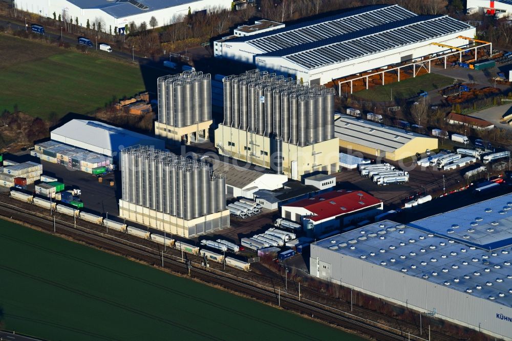Markranstädt from above - Building and production halls on the premises of KARL SCHMIDT SPEDITION GmbH & Co. KG Am Glaeschen in Markranstaedt in the state Saxony, Germany